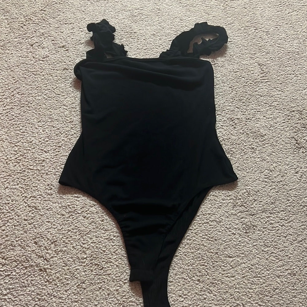 Black Ruffled Body Suit